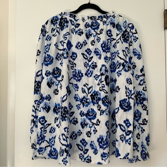 Wayward Fancies eShakti Floral Tassel Detail Blouse Womens Blue White - Picture 3 of 7